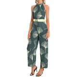 Halter Neck Buckle Belted Jumpsuit - Objet D'Art