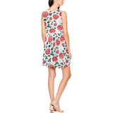 rose print 10B Thea Sleeveless Skater Dress(Model D19) - Objet D'Art