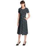 Origami Folds Puff Sleeve Button Through Dress - Objet D'Art