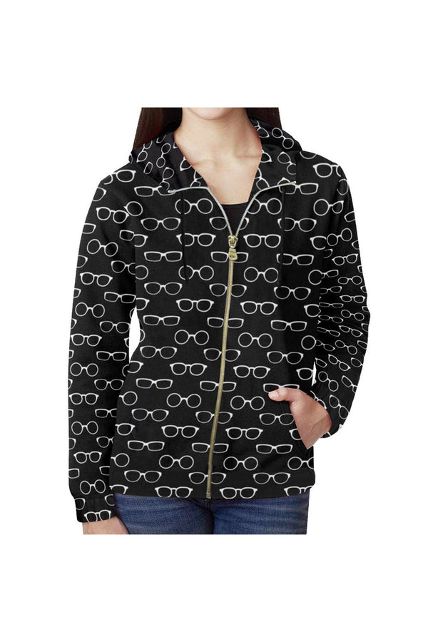 Sunglasses Menagerie All Over Print Full Zip Hoodie for Women (Model H14) - Objet D'Art