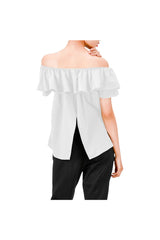 White Women's Off Shoulder Blouse with Ruffle - Objet D'Art