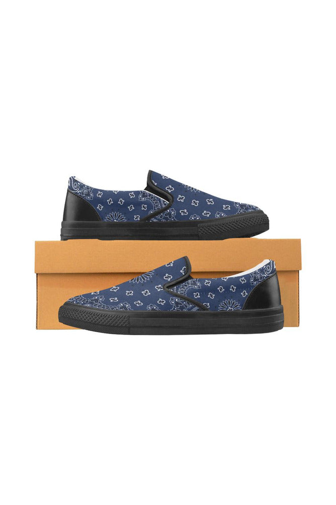 Blue Bandana Men's Slip-on Canvas Shoes (Model 019) - Objet D'Art
