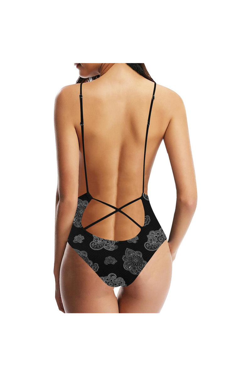Paisley Hearts Sexy Lacing Backless One-Piece Swimsuit - Objet D'Art Online Retail Store