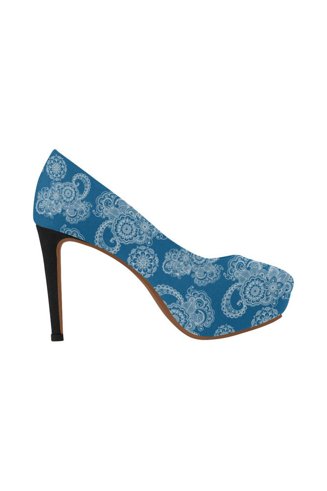 Paisley in Royal Blue Women's High Heels (Model 044) - Objet D'Art