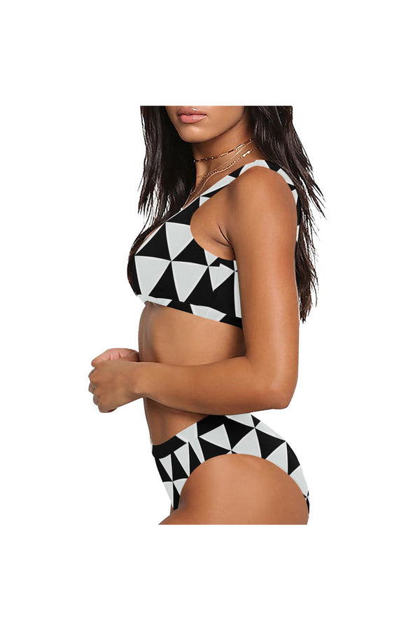 Trigonometric Sport Top & High-Waist Bikini Swimsuit - Objet D'Art