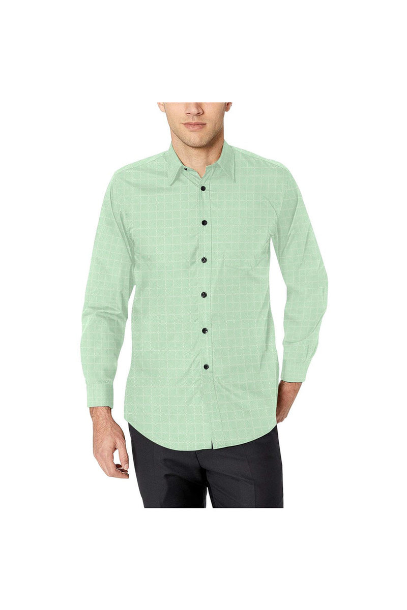 Lime Lattice Men's All Over Print Casual Dress Shirt - Objet D'Art