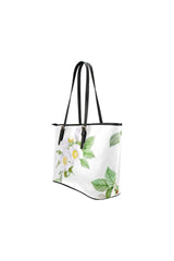 White Floral Leather Tote Bag/Small - Objet D'Art