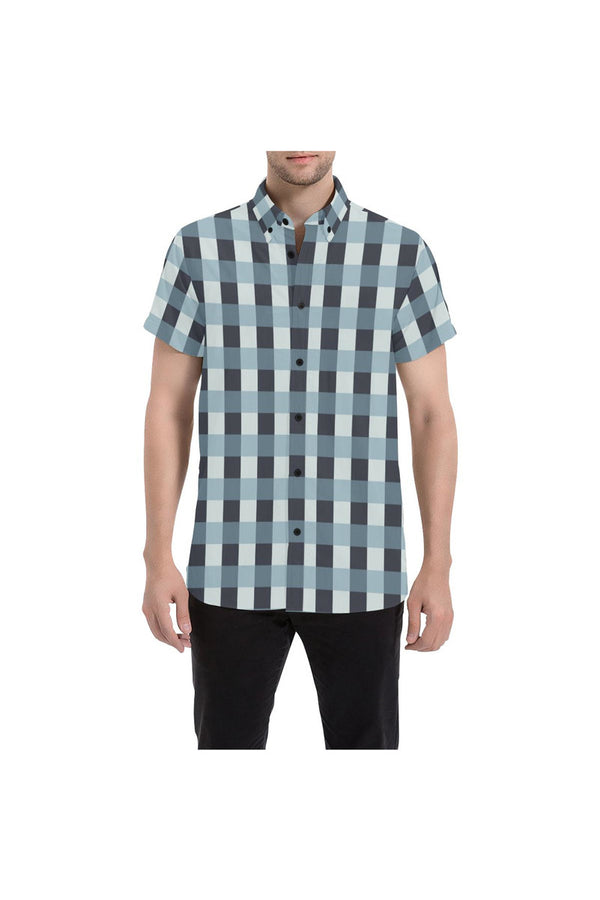Plaid Men's All Over Print Short Sleeve Shirt - Objet D'Art