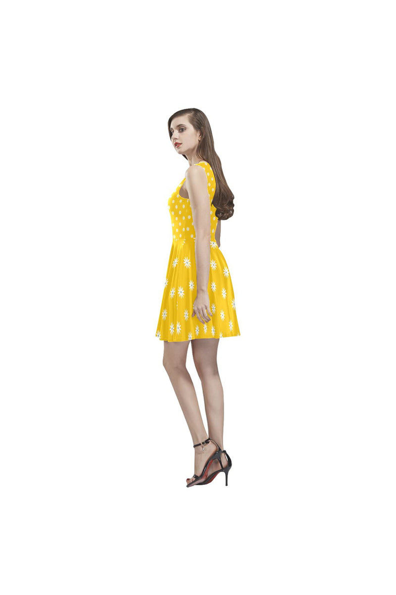 Gold Daisies Thea Sleeveless Skater Dress - Objet D'Art Online Retail Store