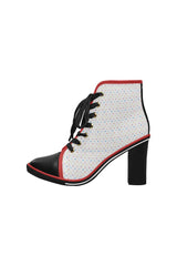 Colored Polkadots Women's Lace Up Chunky Heel Ankle Booties (Model 054) - Objet D'Art