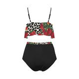 black 2 9k High Waisted Ruffle Bikini Set (Model S13) - Objet D'Art