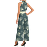 Halter Neck Buckle Belted Jumpsuit - Objet D'Art