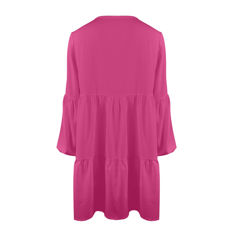 innuendo 2 polka dot print V-Neck Loose Fit Dress (Model D66) - Objet D'Art