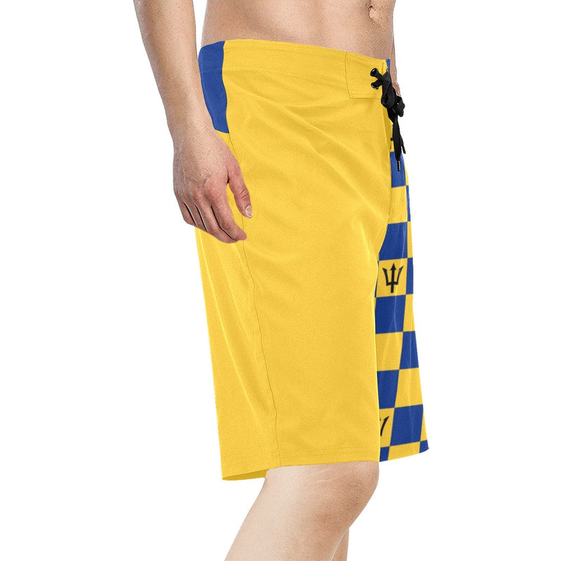 barbados gold print Men's All Over Print Board Shorts (Model L16) - Objet D'Art