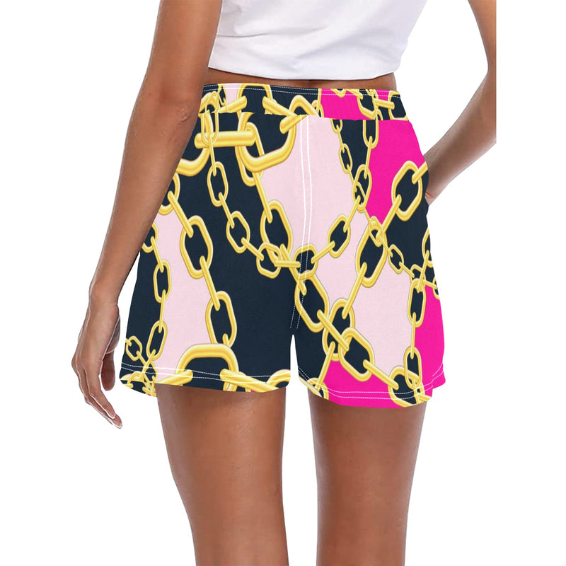 Chained Maiden fuchsia Women's Casual Board Shorts (Model L54) - Objet D'Art
