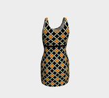 Orange Diamond Bodycon Dress - Objet D'Art