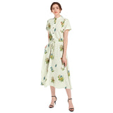 Nature Trail Drawstring Waist A-line Flared Midi Dress - Objet D'Art