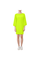 Neon Yellow Green Bell Sleeve Dress (Model D52) - Objet D'Art