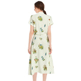 Nature Trail Drawstring Waist A-line Flared Midi Dress - Objet D'Art