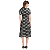 Polka dot Puff Sleeve Button Through Dress - Objet D'Art
