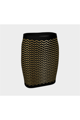 Gold Herringbone Fitted Skirt - Objet D'Art
