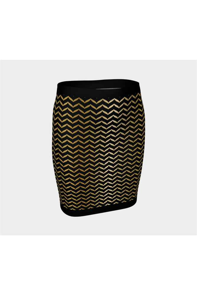 Gold Herringbone Fitted Skirt - Objet D'Art