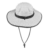 blk on wht polka dot print Wide Brim Bucket Hat - Objet D'Art