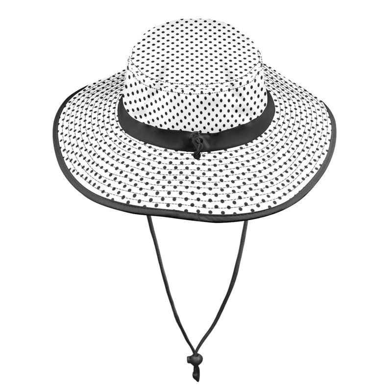 blk on wht polka dot print Wide Brim Bucket Hat - Objet D'Art