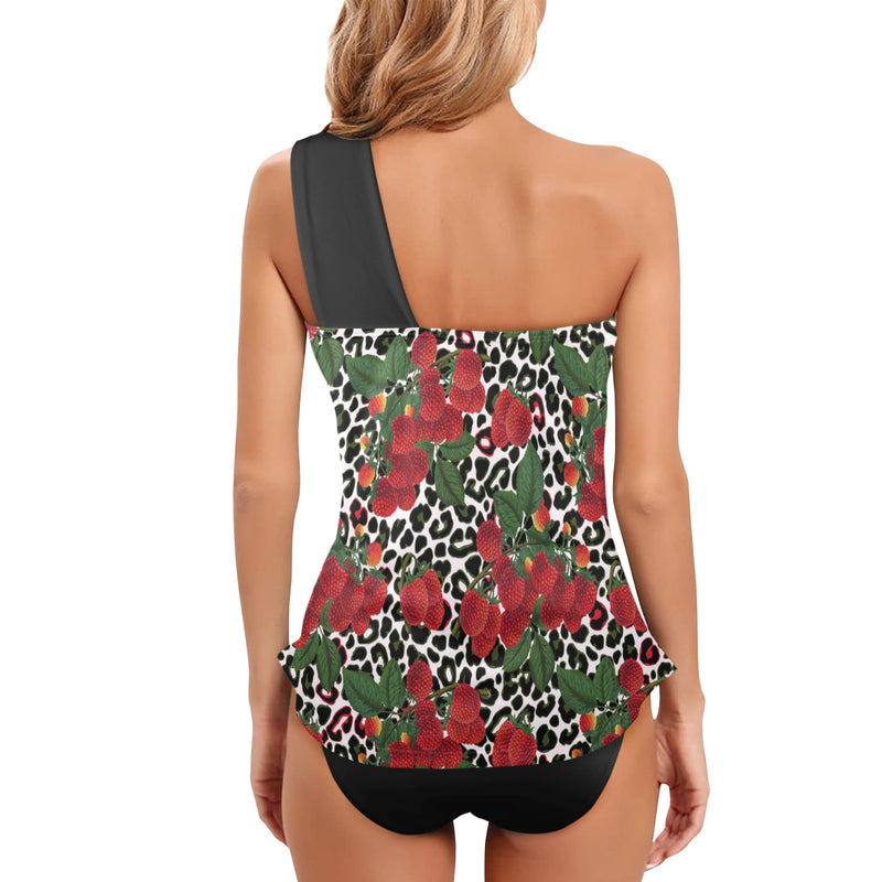 black 2 9k Women's One Shoulder Backless Swimsuit (Model S44) - Objet D'Art