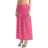 Pink Polka Dot Elastic Waist Ruffle Slit Hem Skirt - Objet D'Art