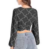 Women's Deep V-Neck Lantern Sleeve Crop Top - Objet D'Art