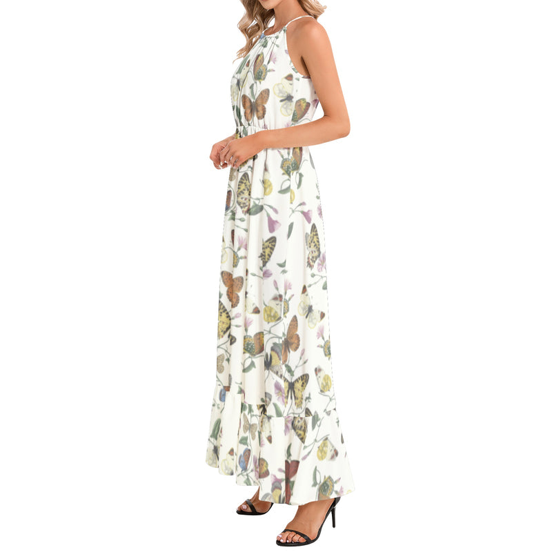 Kaleidoscope Ruffle Hem Halter Neck Maxi Dress - Objet D'Art