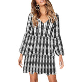 arrow bw print 5 V-Neck Loose Fit Dress (Model D62) - Objet D'Art