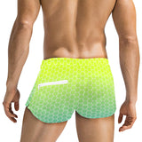 neon green hex print 5 Men's Swim Trunks with Zipper Pocket (Model L71) - Objet D'Art