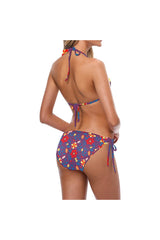 bg floral purple back Custom Bikini Swimsuit (Model S01) - Objet D'Art