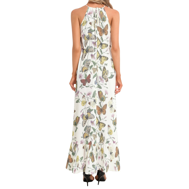 Kaleidoscope Ruffle Hem Halter Neck Maxi Dress - Objet D'Art