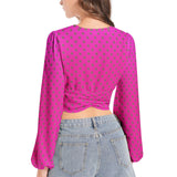 Women's Deep V-Neck Lantern Sleeve Crop Top - Objet D'Art