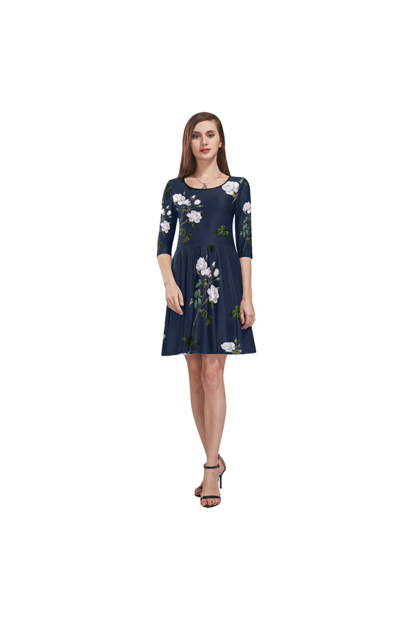 White Floral Tethys Half-Sleeve Skater Dress - Objet D'Art
