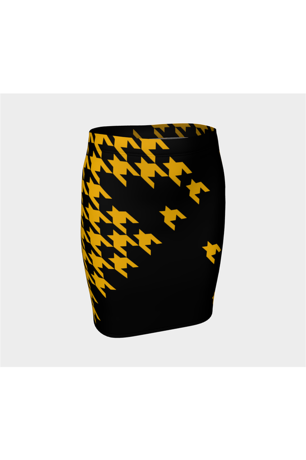 Golden Houndstooth Fitted Skirt - Objet D'Art