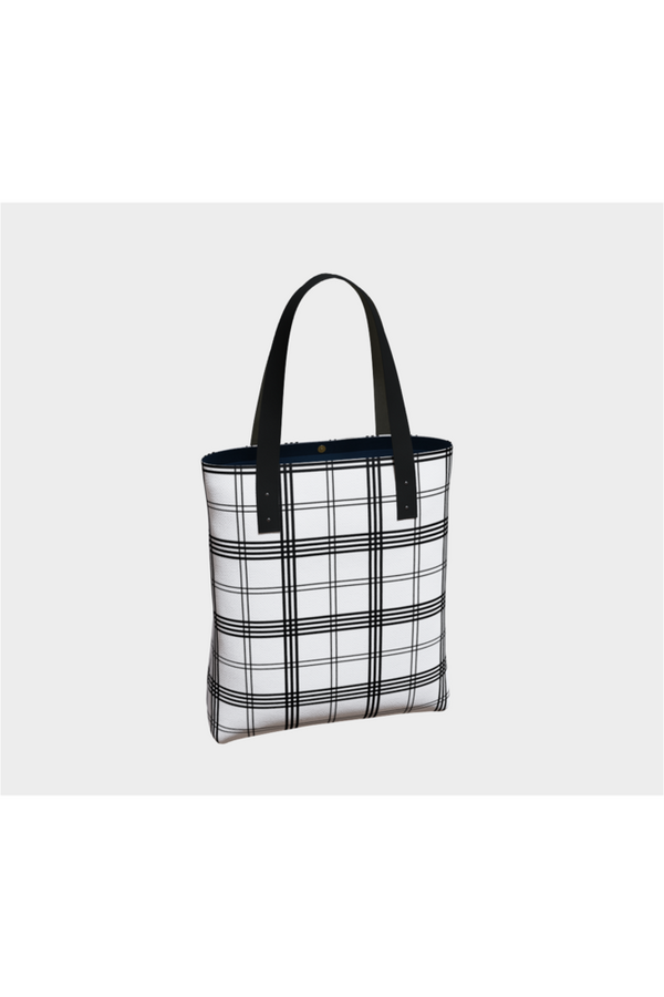 White and Black Tattersall Tote Bag - Objet D'Art