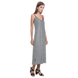 striped geo print 5C V-Neck Open Fork Long Dress(Model D18) - Objet D'Art