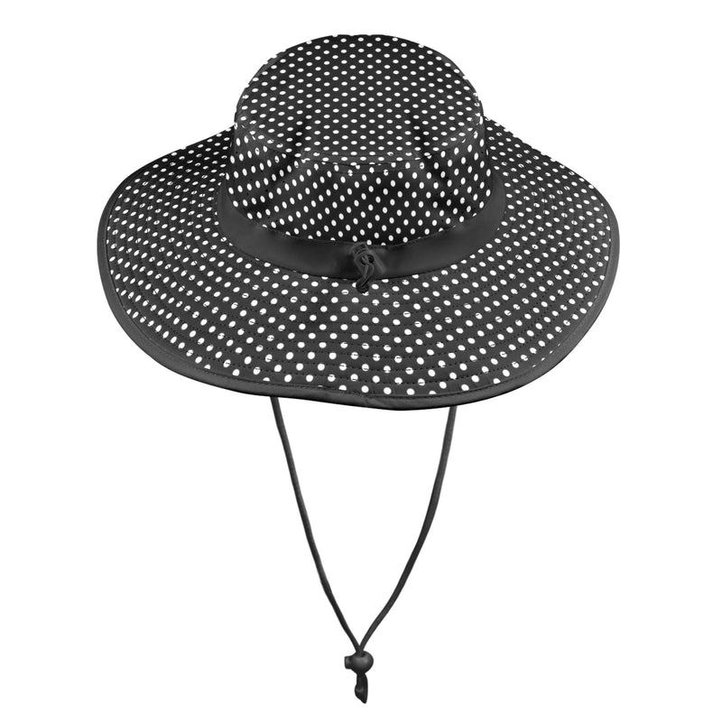 bw sm polka dot print Wide Brim Bucket Hat - Objet D'Art