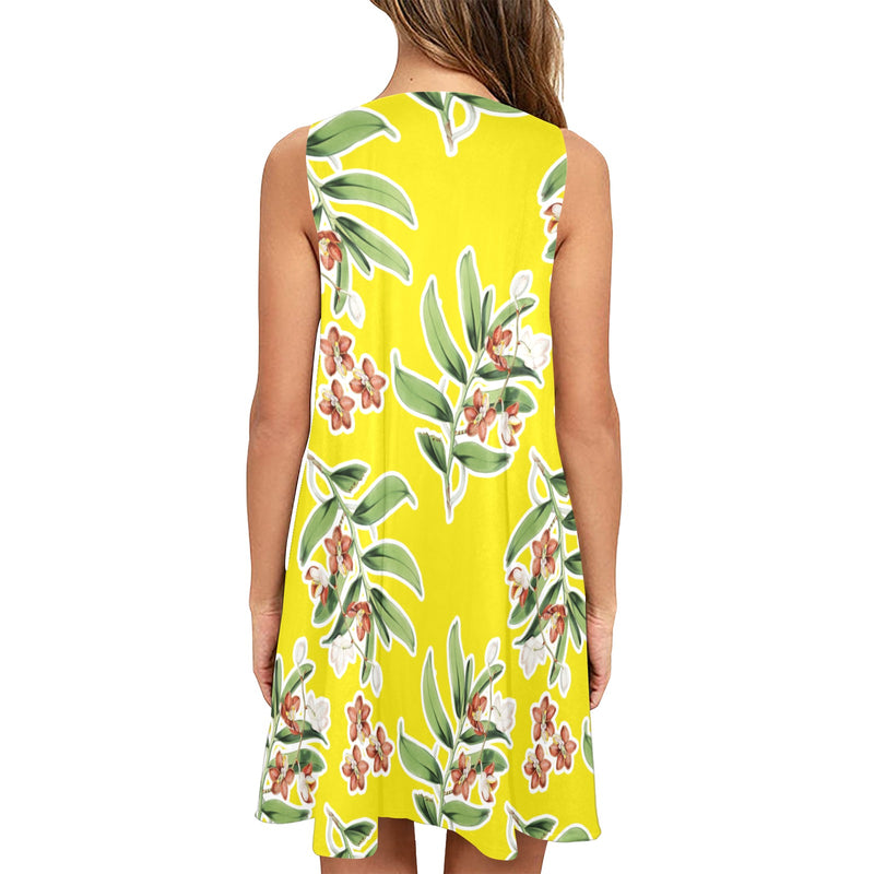 Floral Sleeveless A-Line Pocket Dress - Objet D'Art