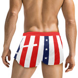 stars and stripes print 2 Men's Swim Trunks with Zipper Pocket (Model L71) - Objet D'Art