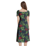 Puff Sleeve Split Thigh Midi Dress - Objet D'Art