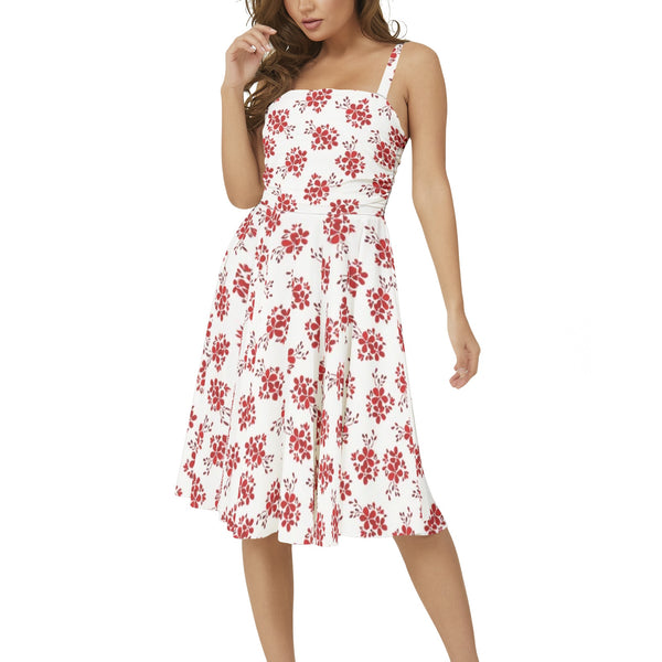 Sleeveless Square Neck Flare Hem Midi Dress - Objet D'Art