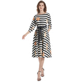 Boat Neck Belted Flared Dress - Objet D'Art