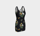 Greek Key Floral Bodycon Dress - Objet D'Art