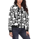 black skull nation print All Over Print Bomber Jacket for Women (Model H36) - Objet D'Art