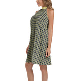 Gold Petal Tie Back Halter Neck Flared Dress - Objet D'Art